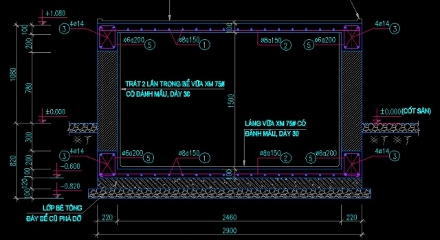 File thiết kế Bản vẽ bể nước ngầm bằng Autocad