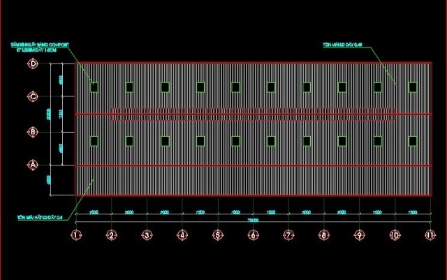 Bản vẽ cad kết cấu Nhà xưởng kích thước 20x70m - Ảnh 3
