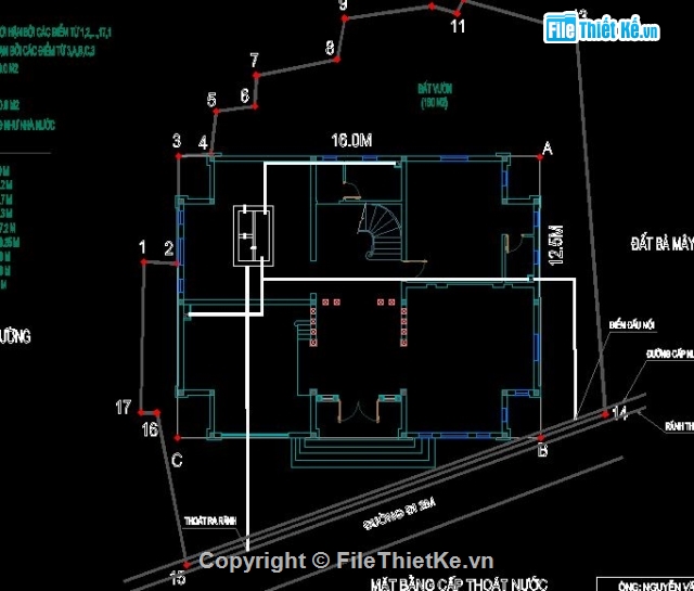File thiết kế Bản vẽ cad kiến trúc biệt thự 2 tầng