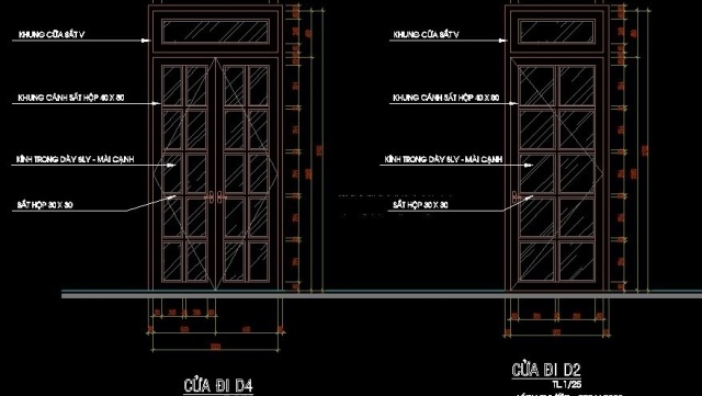 Bản vẽ cad Kiến trúc ngôi nhà trệt mái ngói kích thước 5,4x25,4m - Ảnh 3