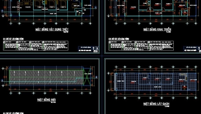 Bản vẽ cad Kiến trúc ngôi nhà trệt mái ngói kích thước 5,4x25,4m - Ảnh 4