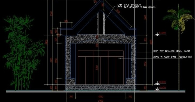 Bản vẽ cad Kiến trúc ngôi nhà trệt mái ngói kích thước 5,4x25,4m - Ảnh 5
