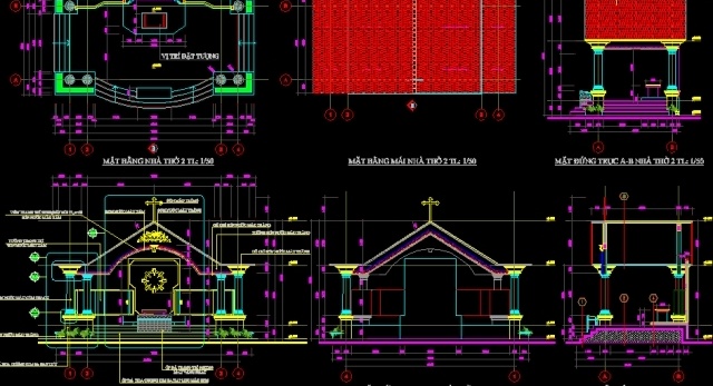 File thiết kế Bản vẽ cad mẫu nhà thờ họ