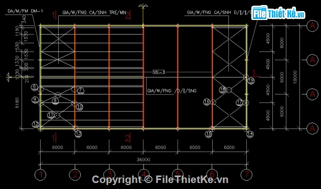 File thiết kế Bản vẽ cad vỉ kèo khẩu độ 18m
