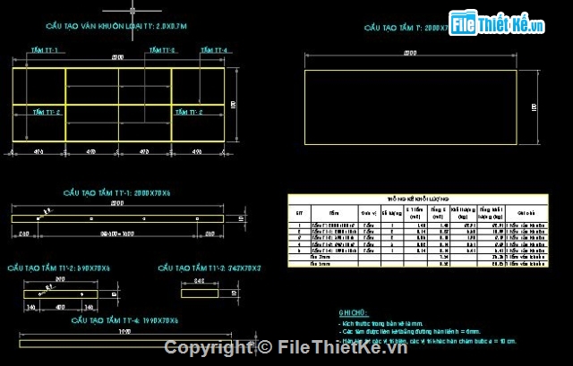 File thiết kế Bản vẽ Cấu tạo chi tiết tấm ván khuôn thi công mố trụ cầu