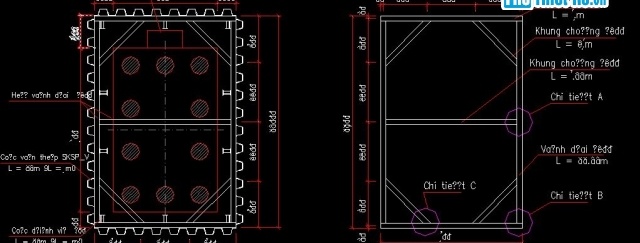 Bản vẽ Cấu tạo vòng vây cọc ván thép thi công trụ cầu - Ảnh 5
