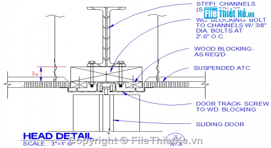 File thiết kế Bản vẽ chi tiết đường ray cửa trượt