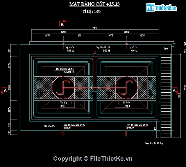 File thiết kế Bản vẽ chi tiết về các loại bể như: bể lắng Lamen, bể trộn đứng.