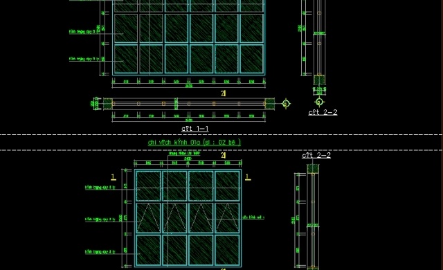 File thiết kế Bản vẽ thiết kế các mẫu bản vẽ cửa, vách kính