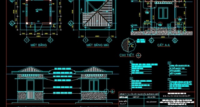 Bản vẽ thiết kế nhà bảo vệ đầy đủ (kiến trúc + kết cấu ) - Ảnh 3