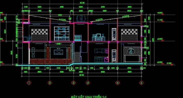 File thiết kế Bản vẽ xin cấp phép xây dựng nhà phố kích thước 5x20m (KT+KC)
