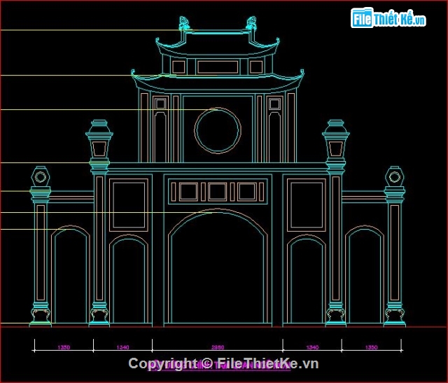 File cad bản vẽ mặt đứng, mặt bằng chùa một cột - Ảnh 2