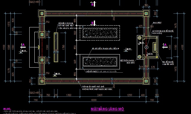 File thiết kế File cad lăng mộ đá đôi kích thước 7x4,1m