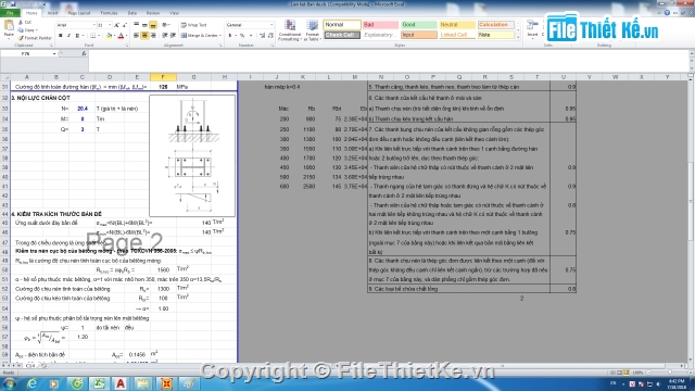 File thiết kế File excel tính toán liên kết bản đế và bu lông cho cột thép nhà công nghiệp