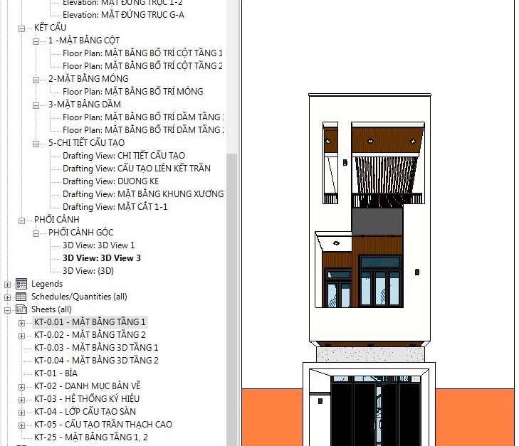 File revit nhà phố 3 tầng 4x18m miễn phí - Ảnh 4