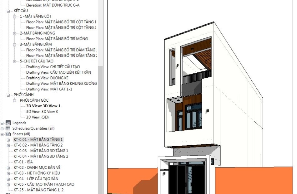 File revit nhà phố 3 tầng 4x18m miễn phí - Ảnh 5