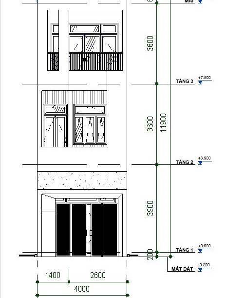 File revit nhà phố 3 tầng 4x18m miễn phí - Ảnh 6