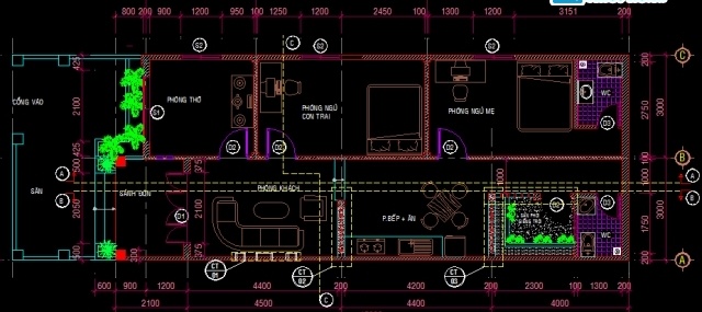 File thiết kế Mẫu nhà cấp 4 lợp mái tôn