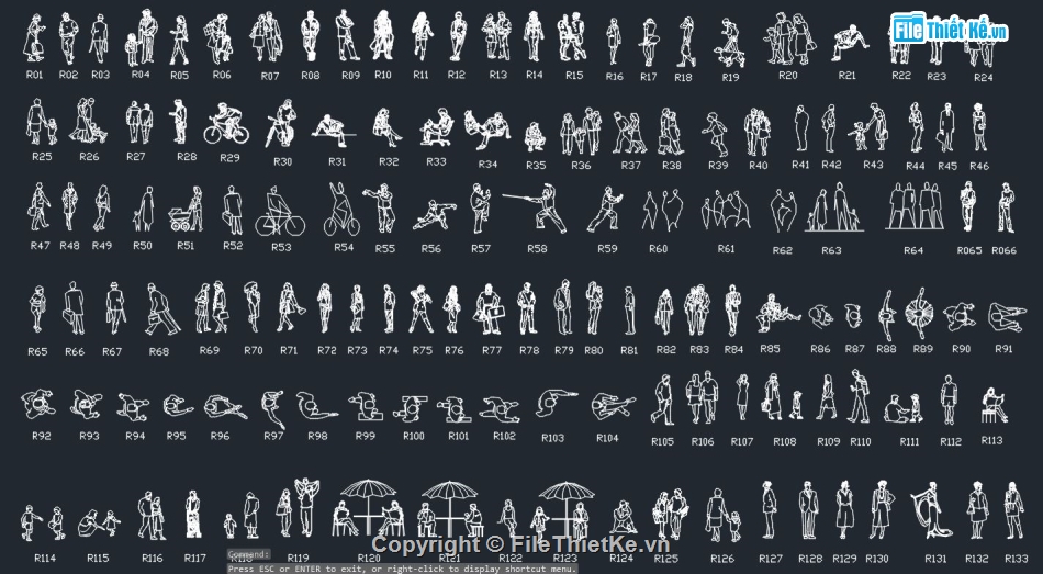 File thiết kế Model cad tổng hợp các tư thế người
